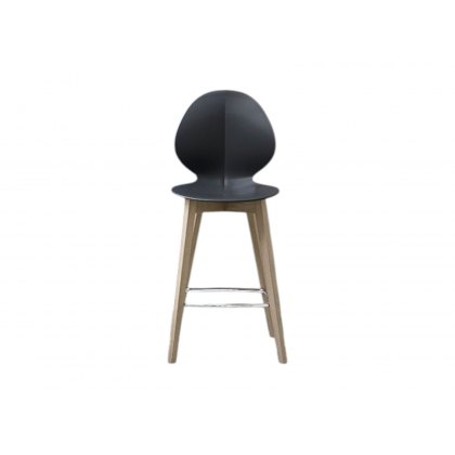 Basil Leather Stool with wood Legs By Calligaris