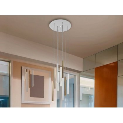 Peyton 9 Light Lamp in Chrome and White Peyton 9 Light Lamp in Chrome and White