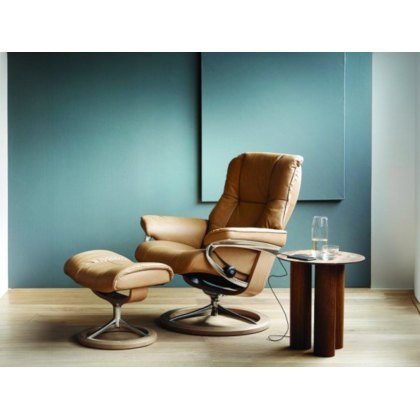 Stressless Quick Delivery Mayfair Medium Signature Base in Paloma Beige With an Oak wood base Stressless Quick Delivery Mayfair Medium Signature Base in Paloma Beige With an Oak wood base