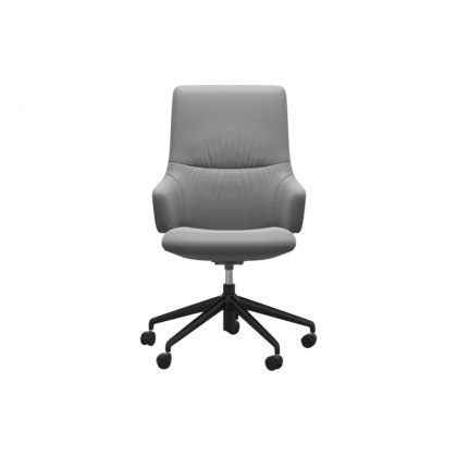 Stressless Quickship Mint High Back Office Chair With Arms In Batick Wild Dove