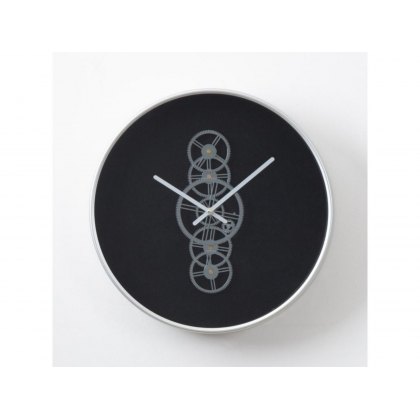 46cm Round Black and Silver Gears Clock