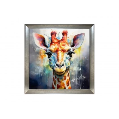 Giraffe On Grey Wall Art