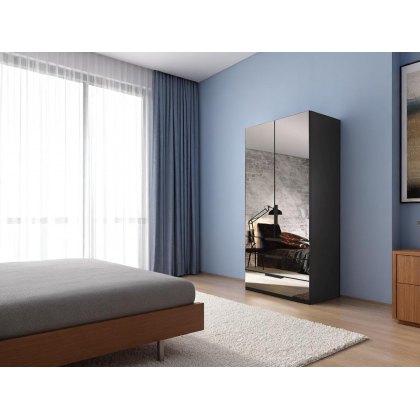 Comet 2 Door Hinged Wardrobe with Mirror Fronts Comet 2 Door Hinged Wardrobe with Mirror Fronts