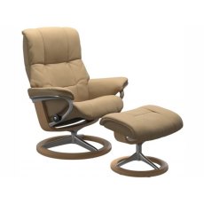 Stressless Quick Delivery Mayfair Medium Signature Base in Paloma Sand With An Oak Wood Base