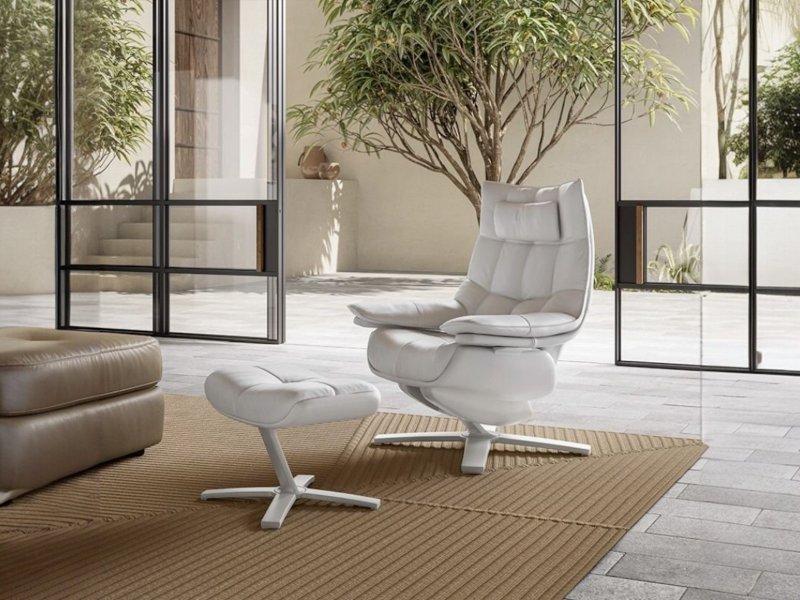 Natuzzi Natuzzi Revive Quilted Recliner Armchair and Footstool