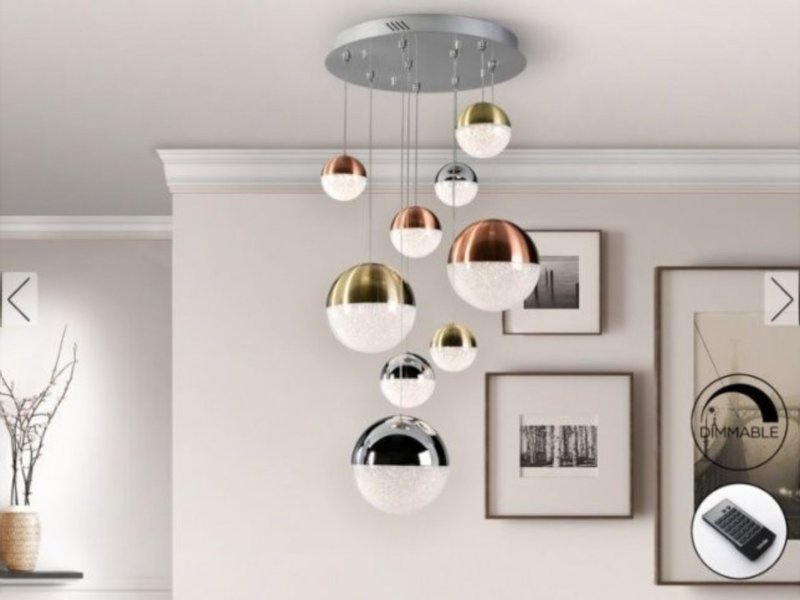 Beadle Crome Interiors Globe 9 Lamp Dimmable Ceiling Light