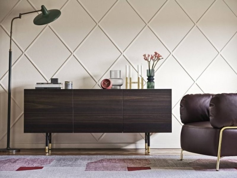 Calligaris Horizon 2 Side Doors and 3 Drawers Sideboard.Ceramic Top 180cm Width By Calligaris