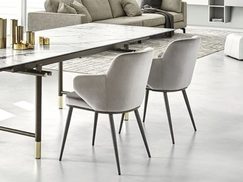 Calligaris Foyer CS1898-MTO Metal Leg Dining Chair With Arms By Calligaris