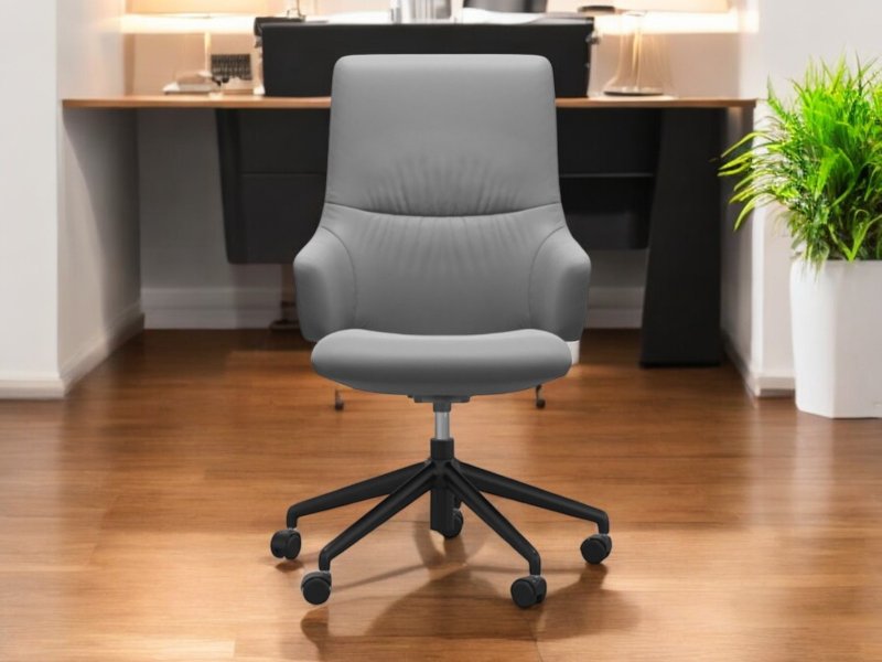 Stressless Stressless Quickship Mint High Back Office Chair With Arms In Batick Wild Dove