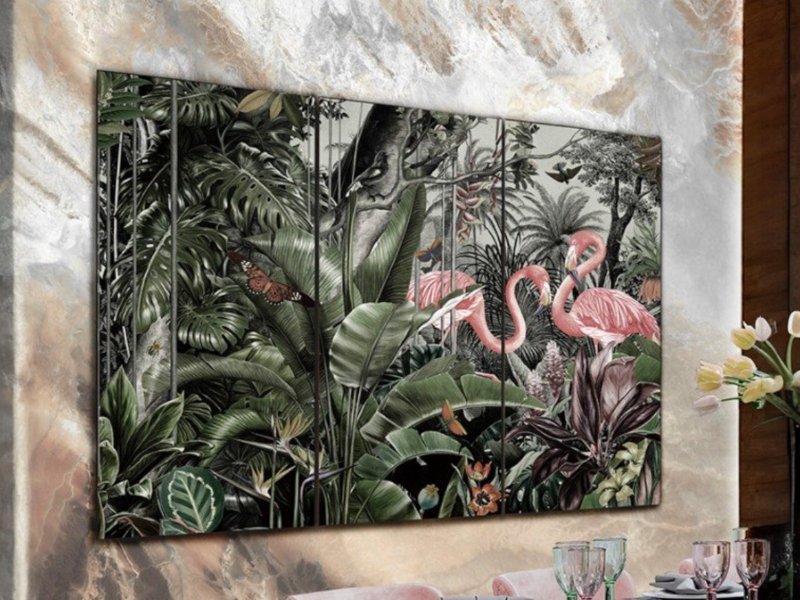 Beadle Crome Interiors Tropical Flamingos Wall Art