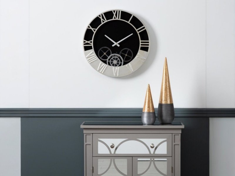 Beadle Crome Interiors Special Offers Black and Silver Metal Gear Wall Clock