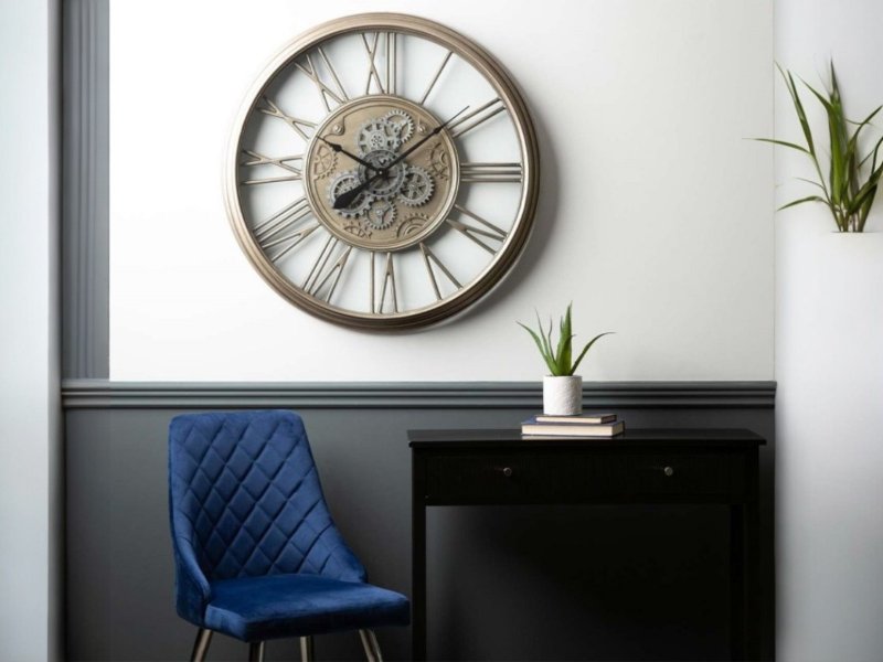 Beadle Crome Interiors Special Offers 85cm Silver Gear Wall Clock