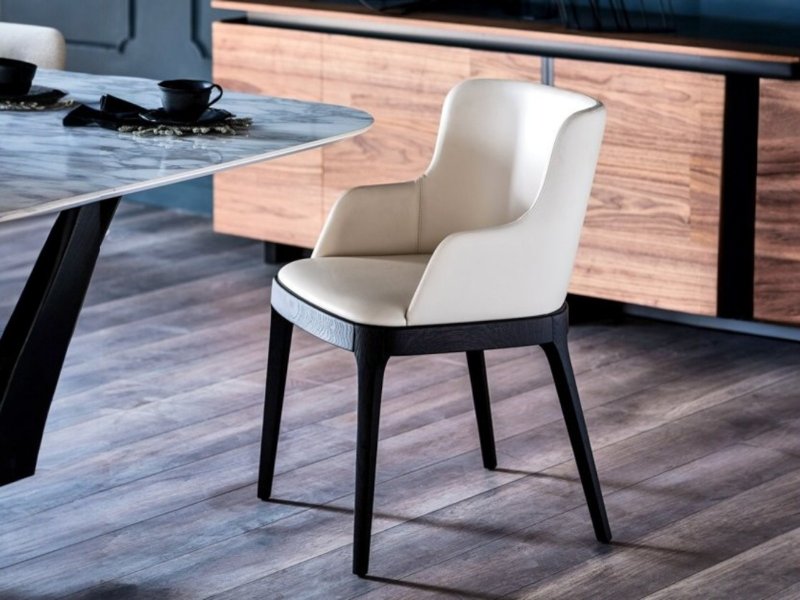 Cattelan Italia Magda Chair With Wooden Legs and Arms By Cattelan Italia