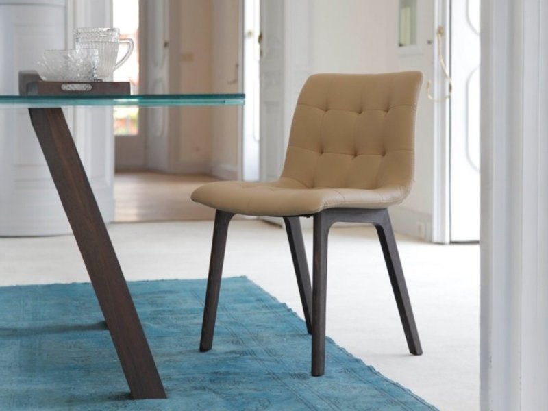 Bontempi Kuga Dining Chair With Wooden Legs