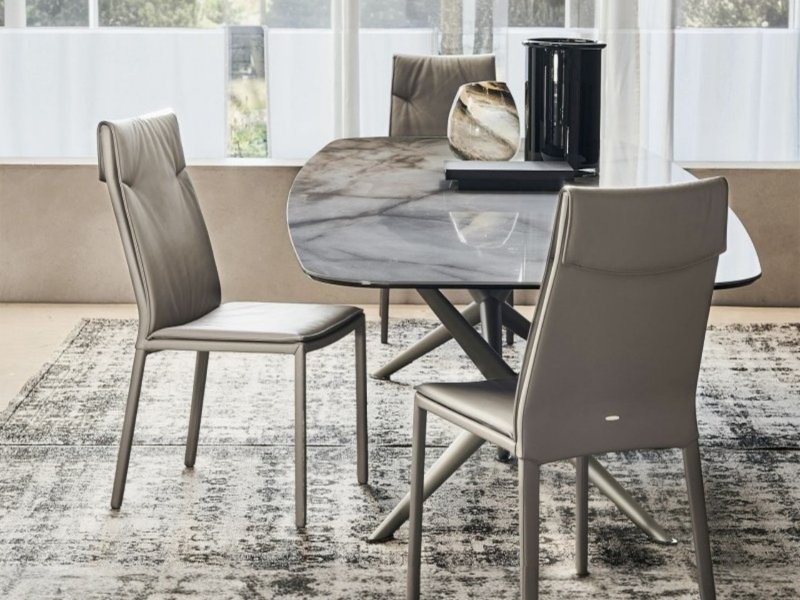 Cattelan Italia Isabel Dining Chair Quick Ship in Castoro Soft Leather By Cattelan Italia