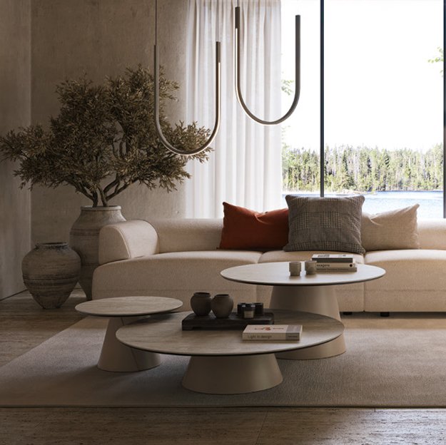 Cattelan Italia Albert Keramik Coffee Table With A Colosseo Top Quick Ship By Cattelan Italia