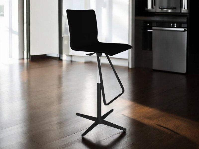 Cattelan Italia Toto X Base Bar Stool In Nero Leather Quick Ship By Cattelan Italia