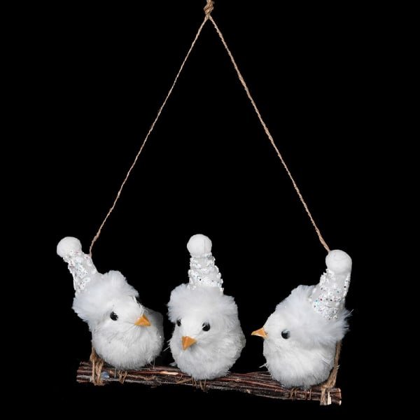 Beadle Crome Interiors White Bird Trio In Christmas Hats