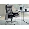 Stressless Quick Ship Stressless London Office Chair With Adjustable Headrest in Paloma Black