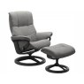 Stressless Stressless Quick Delivery Mayfair Medium Signature Base in Paloma Silver Grey With a Grey Wood Base