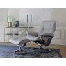 Stressless Stressless Quick Delivery Mayfair Medium Signature Base in Paloma Silver Grey With a Grey Wood Base